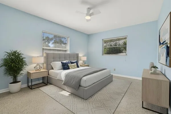 a room with a bed and a couch