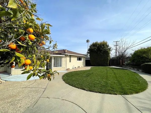 a view of a house with a backyard