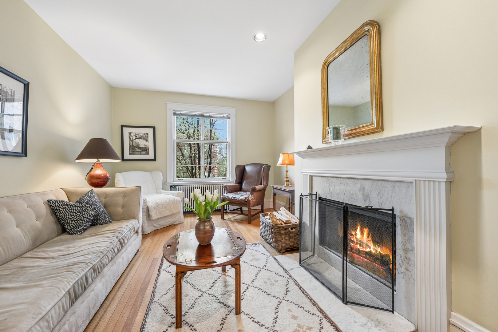 508 Lee Street, Unit 2E Evanston, IL 60202 - Photo 4 of 16 a living room with furniture and a fireplace