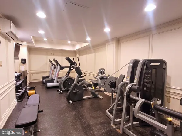 a view of a room with gym equipment