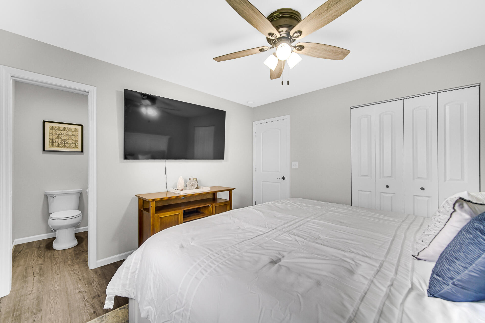 110 Beech Court Hebron, IN 46341 - Photo 10 of 18 a bedroom with a bed and a flat screen tv