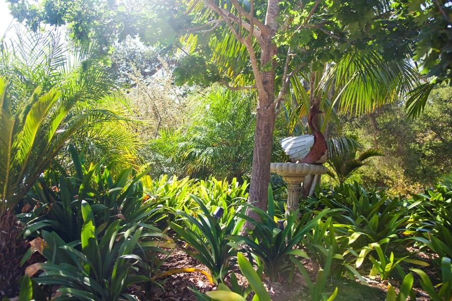 455 Toro Canyon Road Montecito, CA 93108 - Photo 10 of 17 a backyard of a house with lots of green space and a fountain