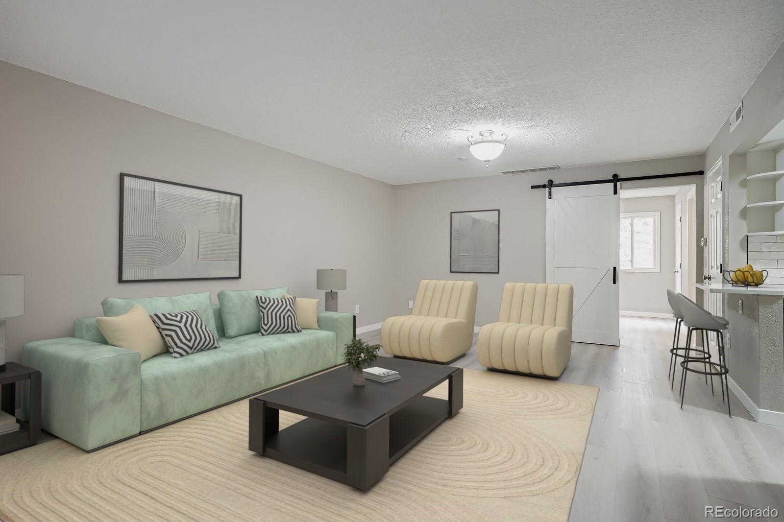 3050 West 32nd Avenue, Unit 102C Denver, CO 80211 - Photo 6 of 36 a living room with furniture and a wooden floor