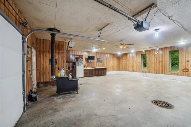 a picture of a counter top space with stainless steel appliances