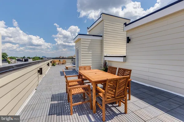 a view of a terrace with seating space