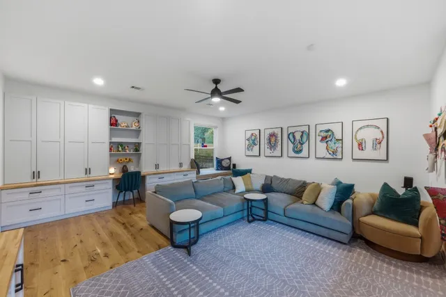 a living room with furniture and a couch