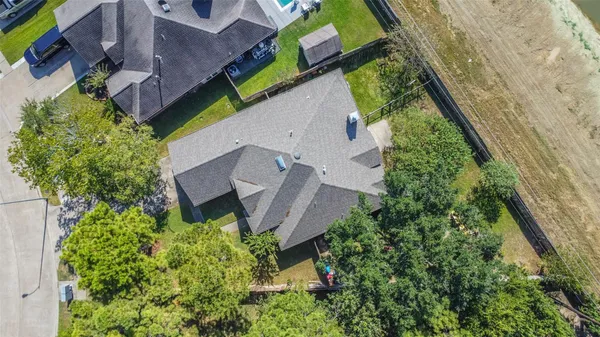 an aerial view of a house