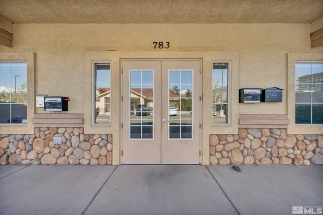 front view of building with windows