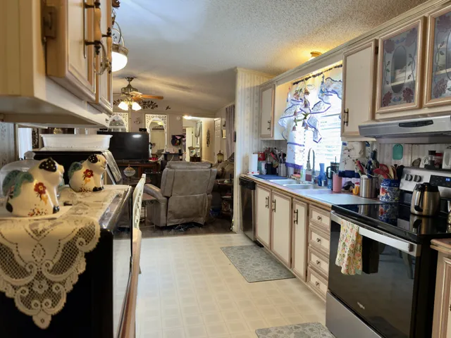 a kitchen with lots of counter top space