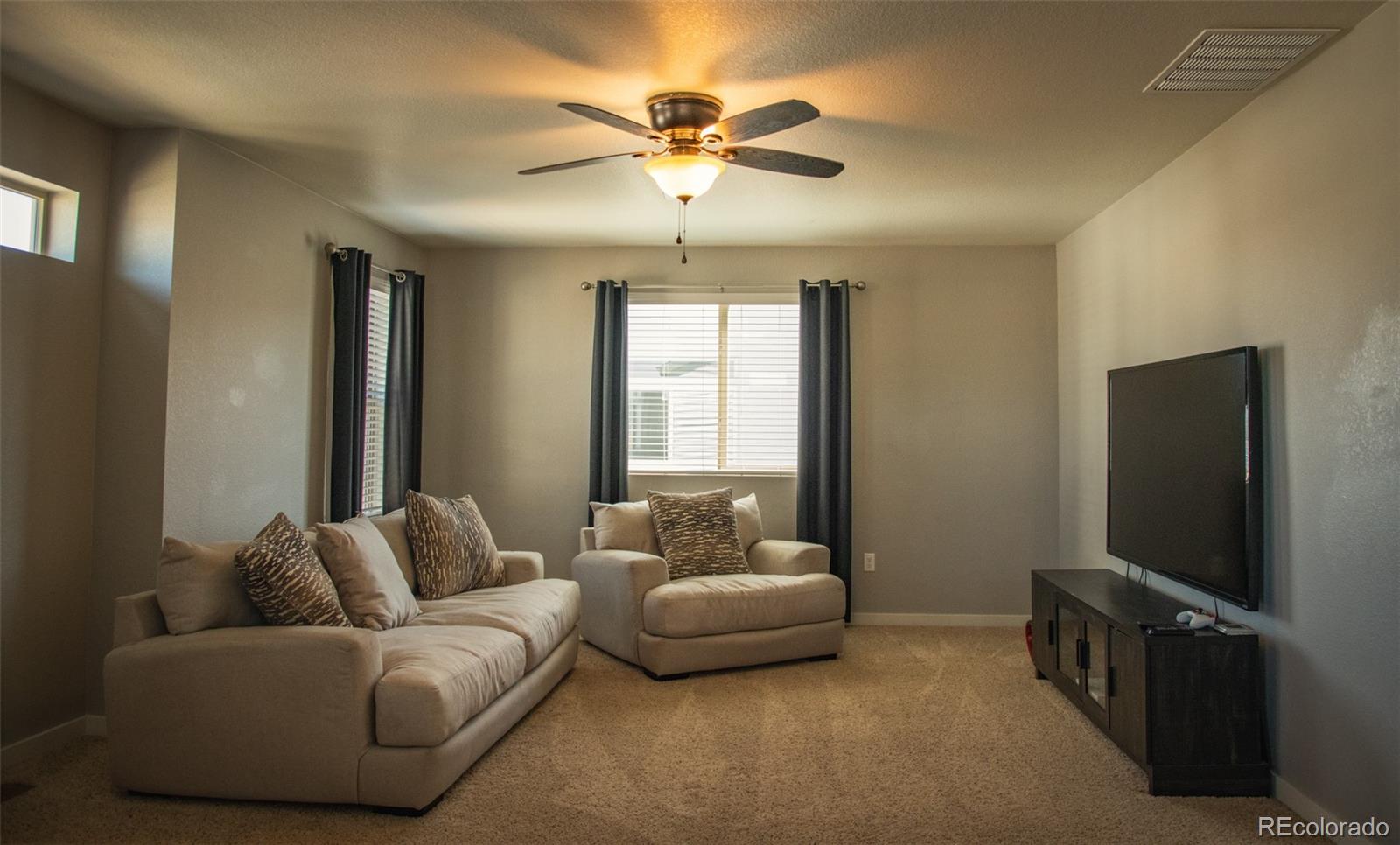 4428 Vindaloo Drive Castle Rock, CO 80109 - Photo 23 of 35 a living room with furniture and a flat screen tv