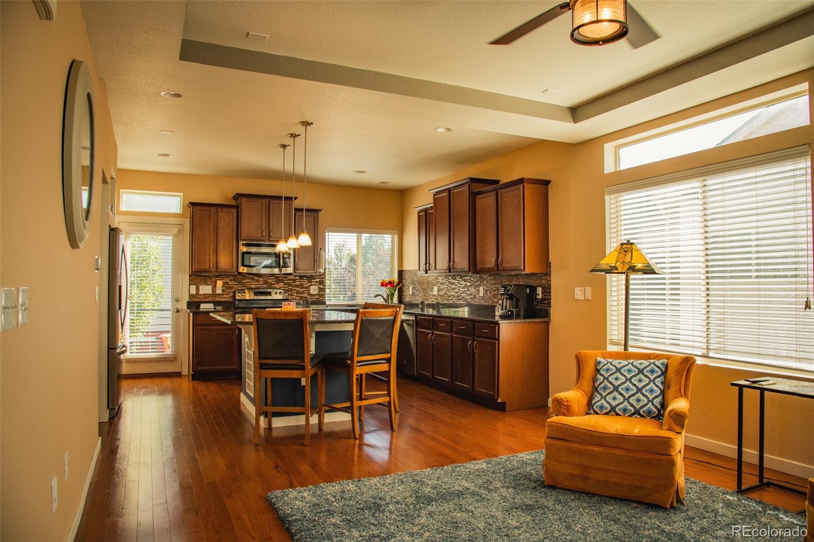 4428 Vindaloo Drive Castle Rock, CO 80109 - Photo 9 of 35 a living room with furniture and kitchen view