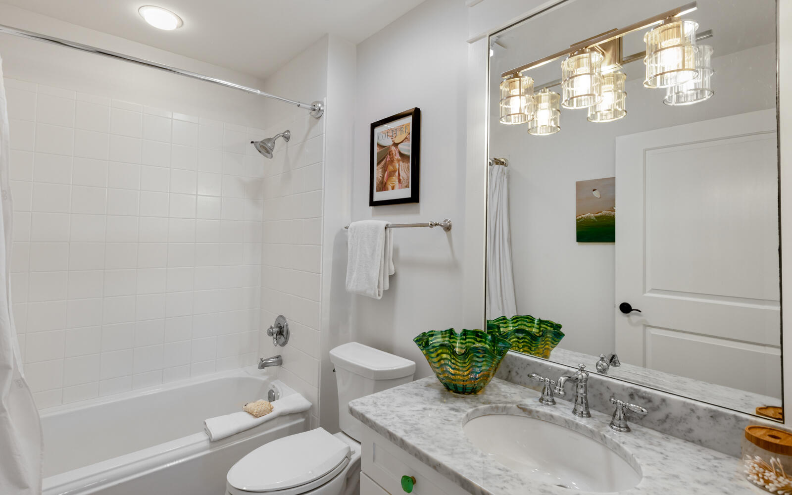 100 Bridge Lane, Unit 214C Inlet Beach, FL 32461 - Photo 32 of 54 a bathroom with a granite countertop sink toilet and shower