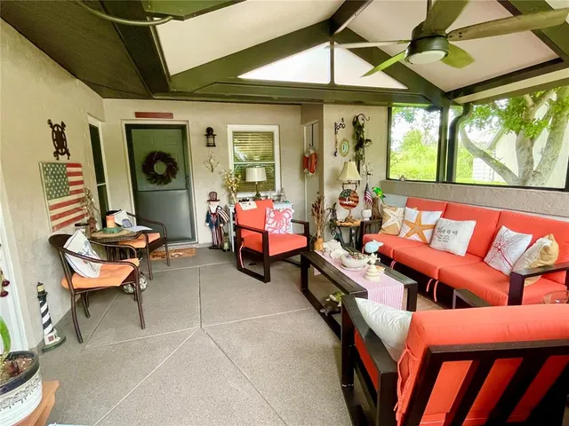 a outdoor living space with furniture