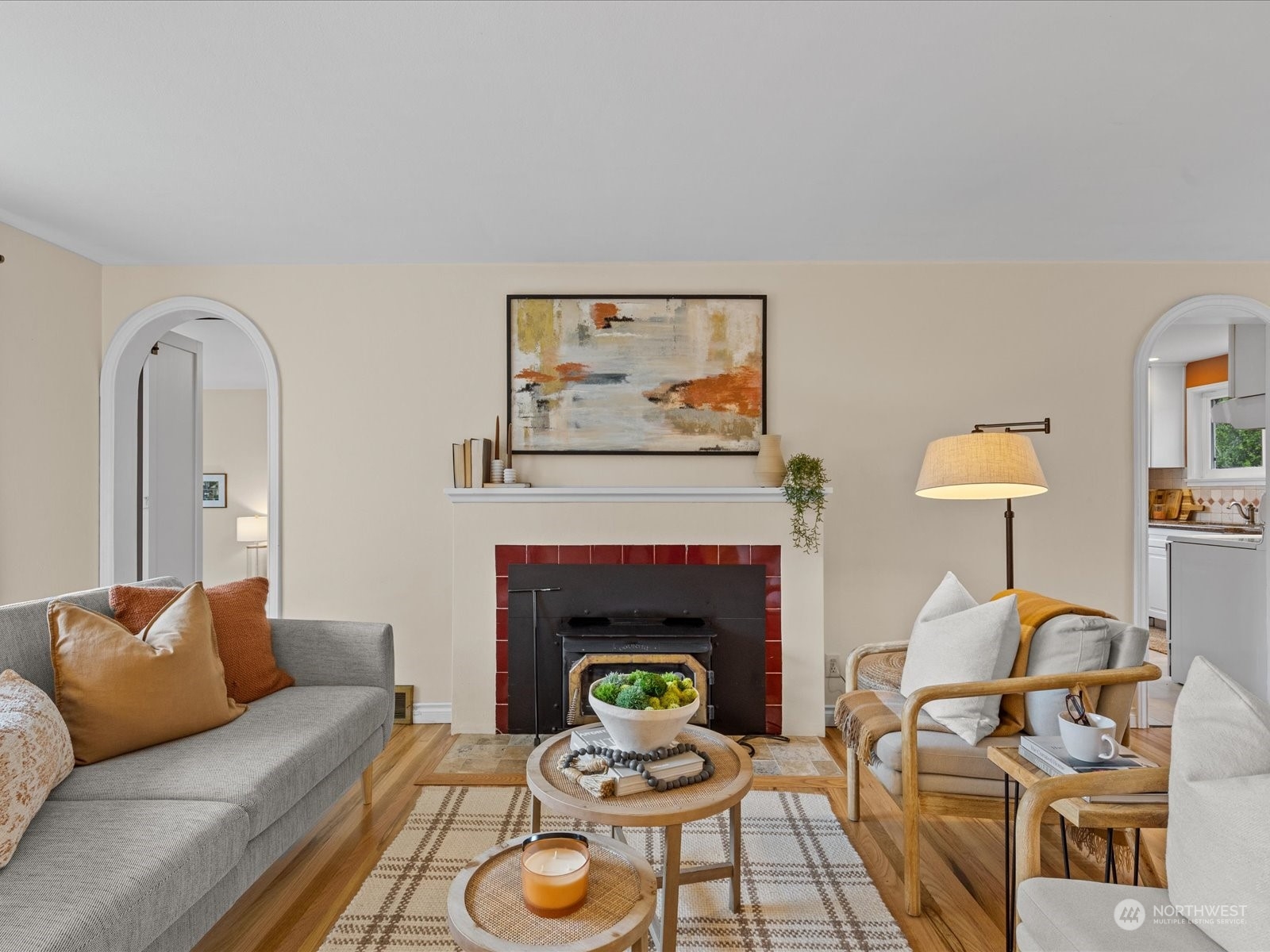 3735 Southwest 106th Street Seattle, WA 98146 - Photo 5 of 30 a living room with furniture and a fireplace