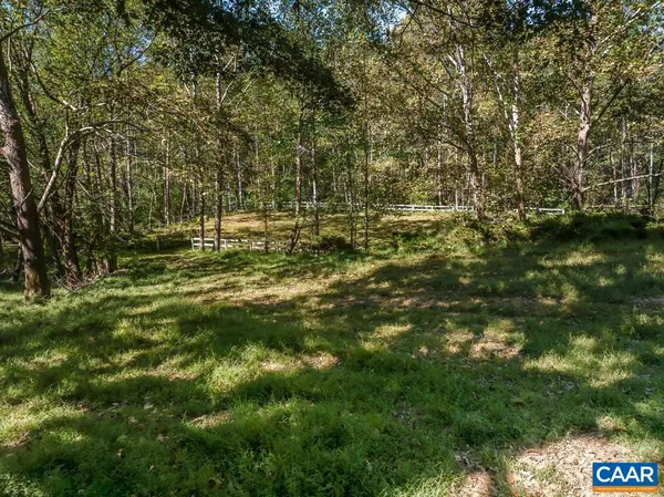 a view of outdoor space with trees all around