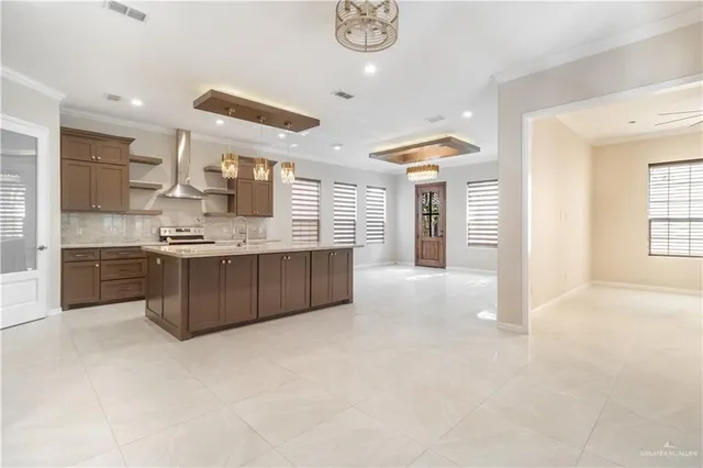 a large kitchen with a cabinets and counter space