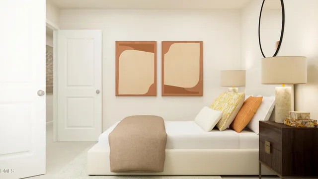 a bedroom with a bed and glass window