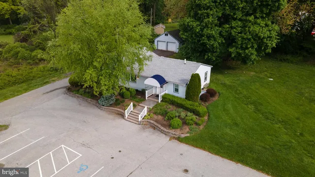 an aerial view of a house