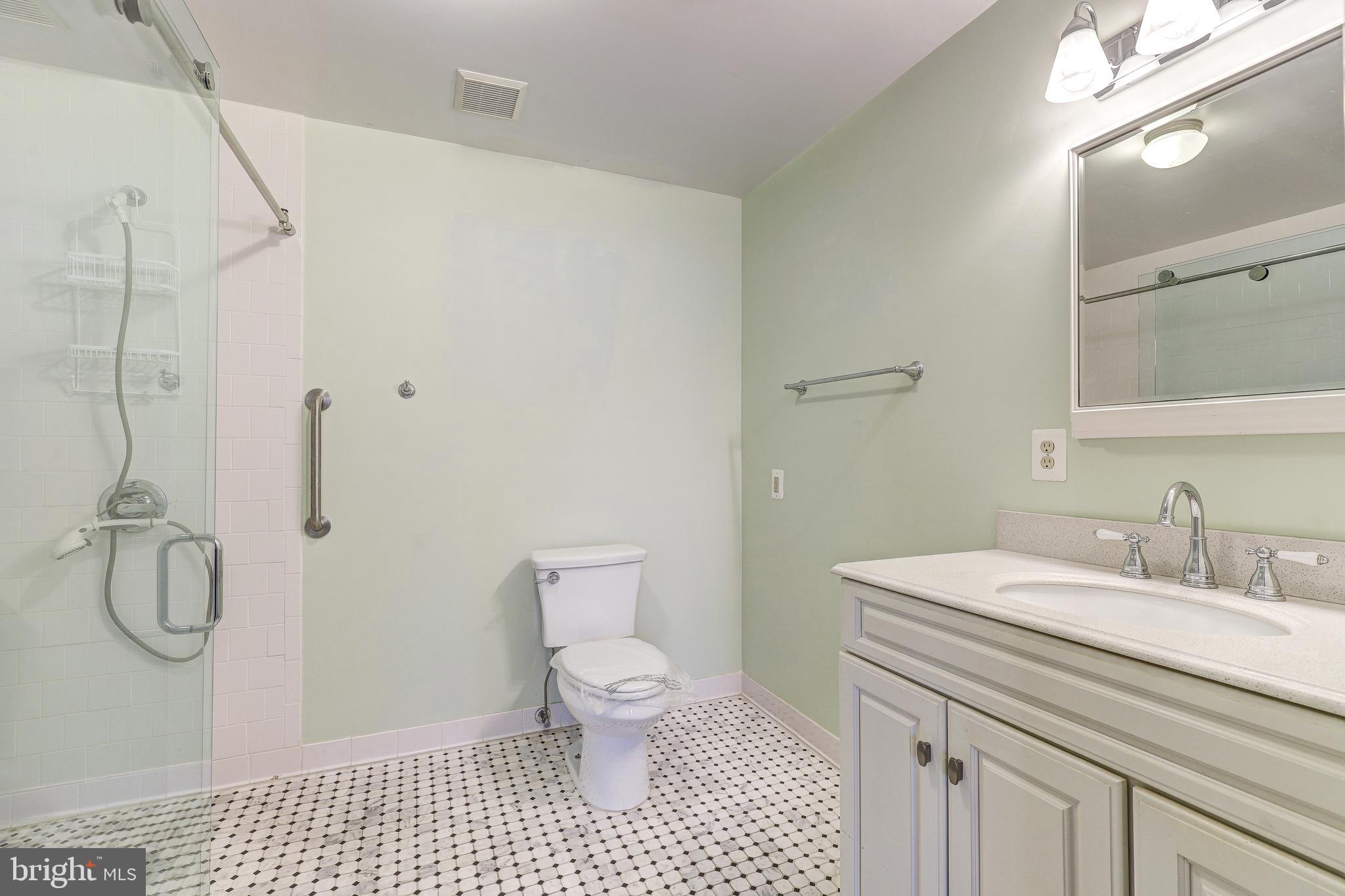 5669 Crabapple Drive Frederick, MD 21703 - Photo 10 of 24 a bathroom with a granite countertop sink a toilet and a shower