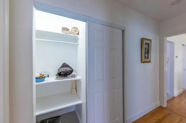 a storage room with washer and dryer