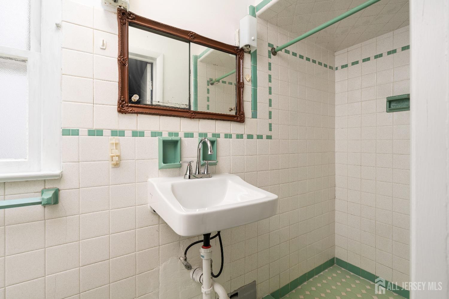 225 Kuser Road Hamilton, NJ 08619 - Photo 13 of 26 a bathroom with a sink a mirror and a shower