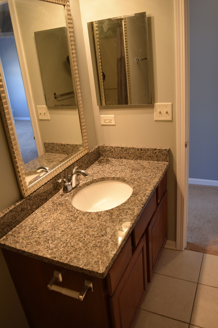 4110 Bethlehem Road Aurora, IL 60504 - Photo 45 of 53 a bathroom with a granite countertop sink and a mirror