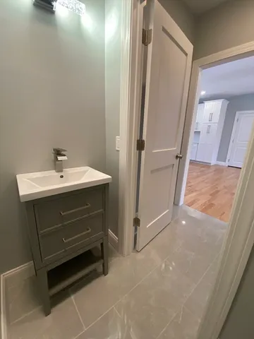 an empty room with a door