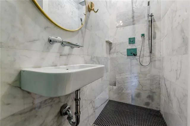 a bathroom with a shower