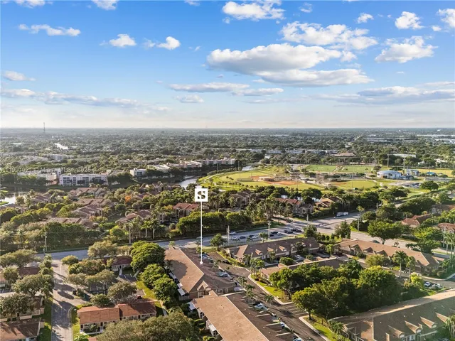 an outdoor space with seating