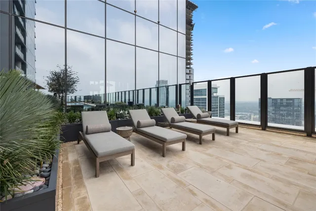 a city view with tall buildings