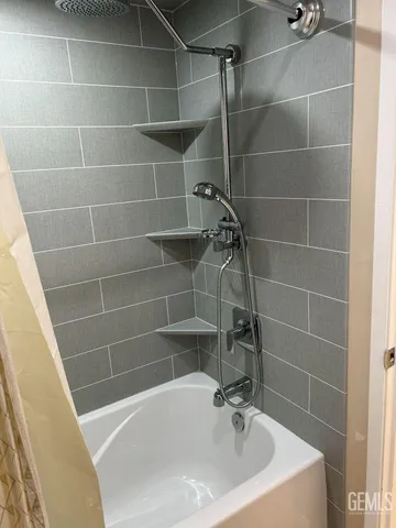 a bathroom with a bathtub
