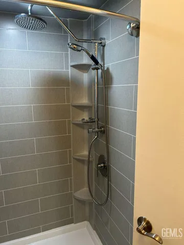 a view of a park with large trees