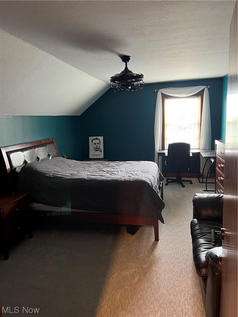 1457 Terrace Road Northwest New Philadelphia, OH 44663 - Photo 23 of 33 Bedroom with lofted ceiling, a textured ceiling, and carpet