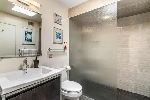 a view of a yard with plants and palm trees