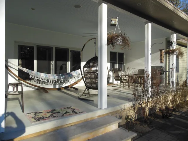 a view of outdoor space with seating area