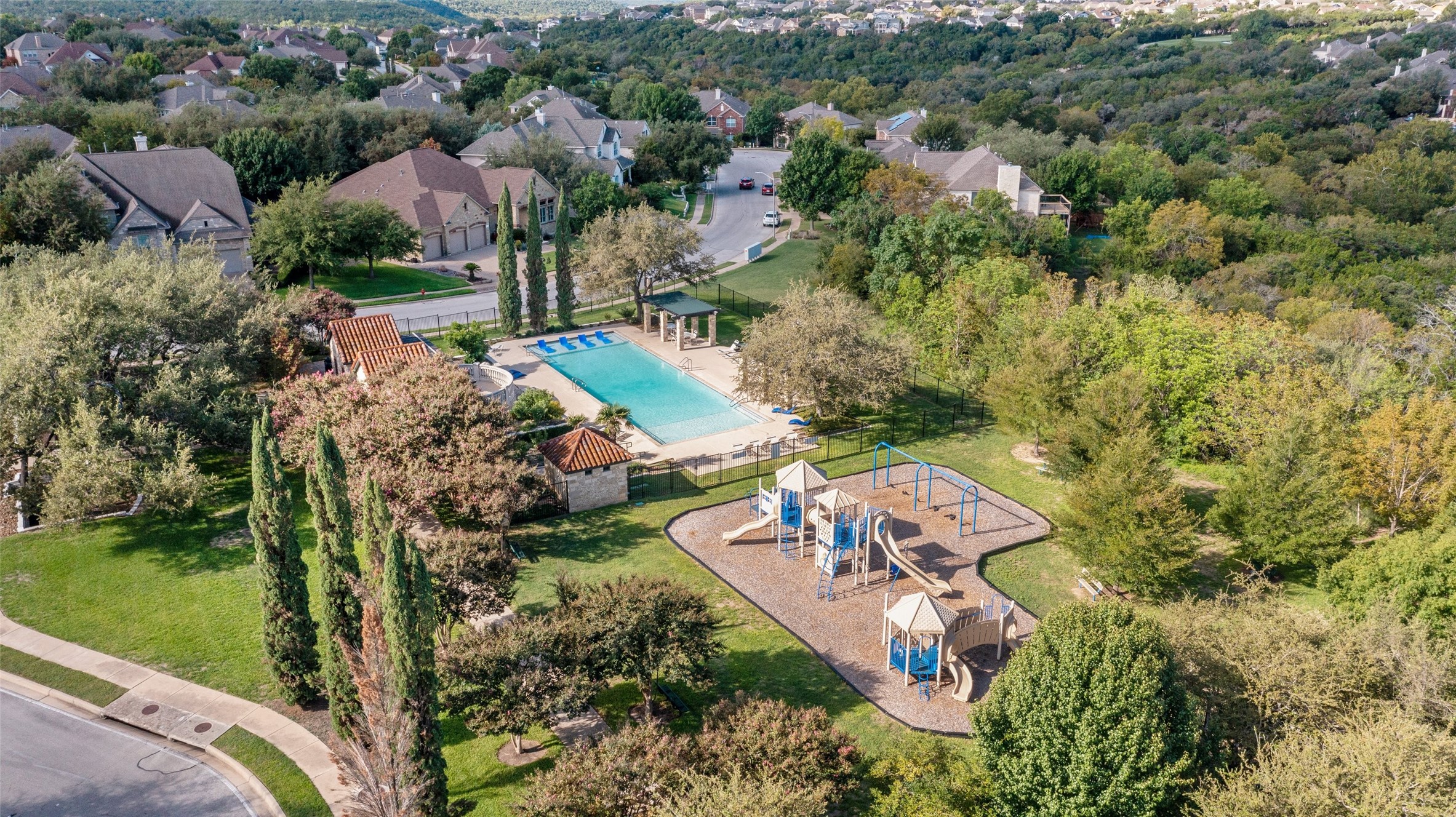3105 Castellano Way Cedar Park, TX 78613 - Photo 39 of 40 Drone / aerial view of pool/playscape area