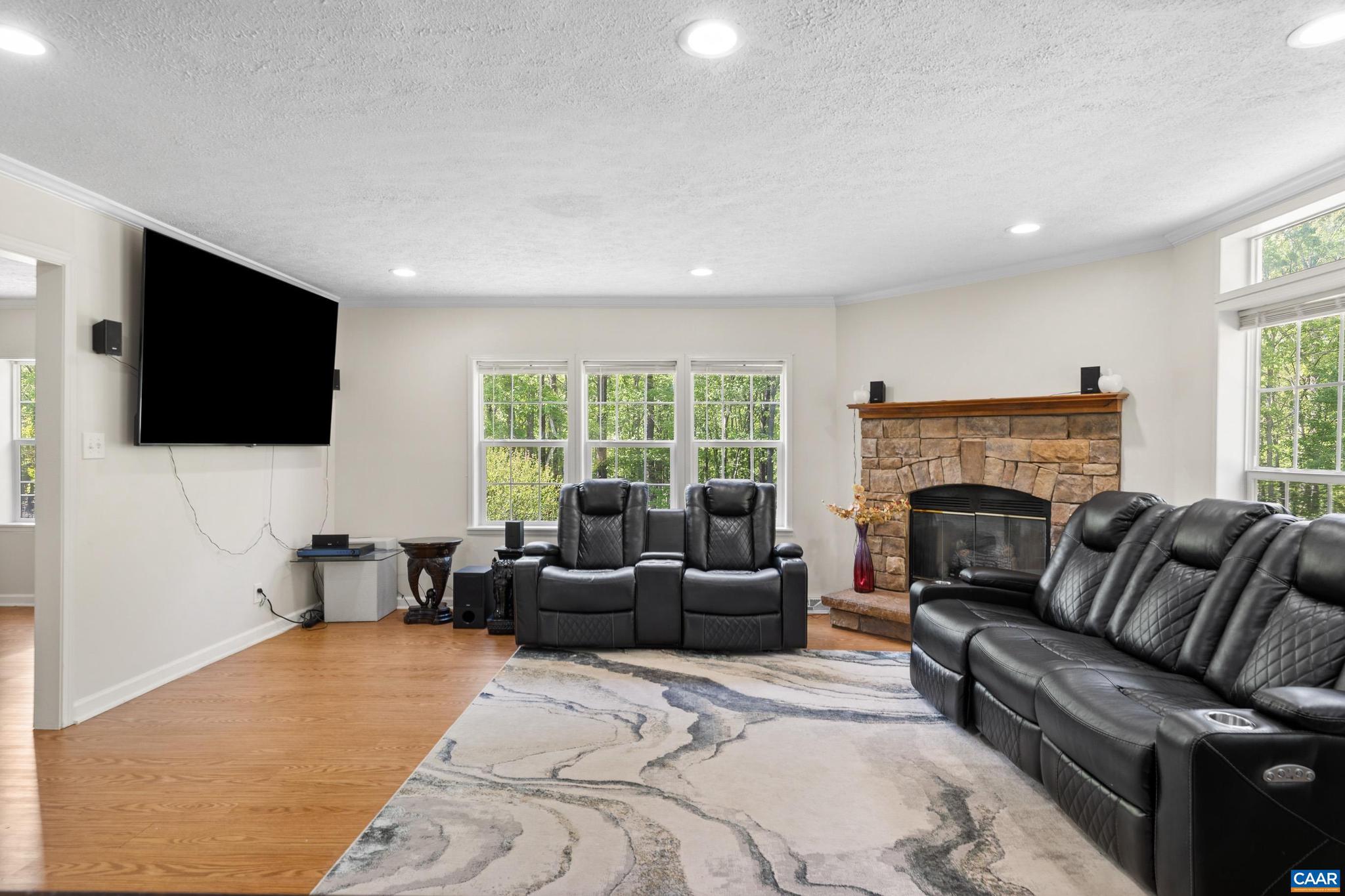 3151 Waldrop Church Road Louisa, VA 23093 - Photo 13 of 42 a living room with furniture a flat screen tv and a fireplace