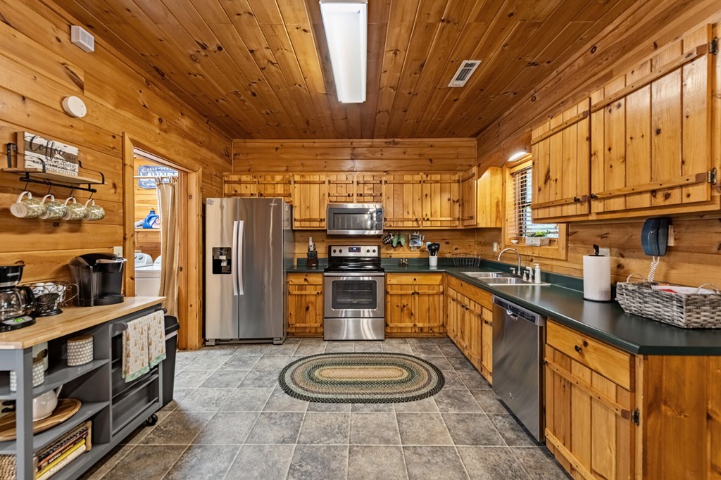 196 Ethan Wilson Way Morganton, GA 30560 - Photo 6 of 66 a kitchen with stainless steel appliances granite countertop a stove a sink and a refrigerator