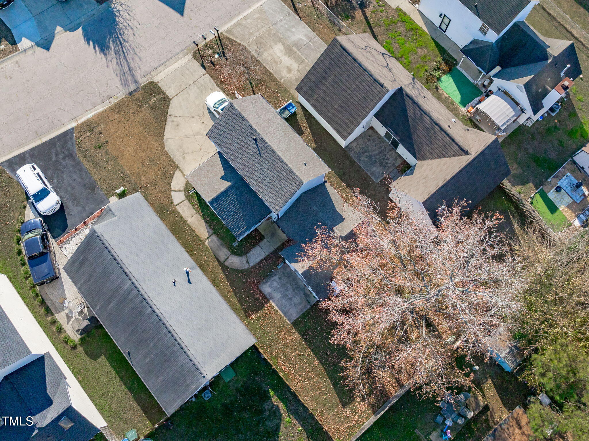 605 Stratton Way Durham, NC 27704 - Photo 40 of 46 an aerial view of a house with a yard