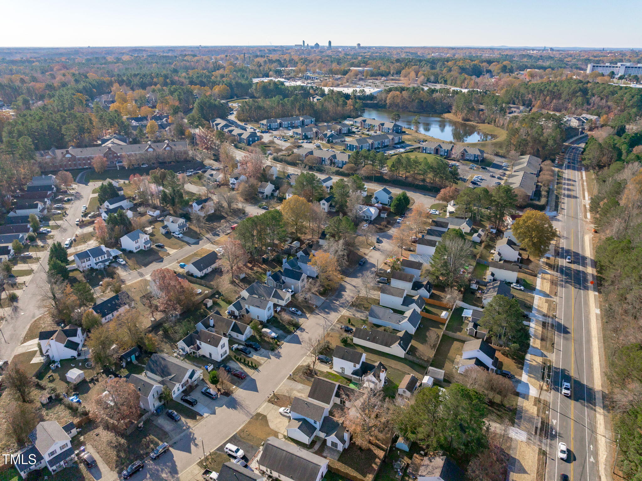 605 Stratton Way Durham, NC 27704 - Photo 44 of 46 an aerial view of a city with lots of residential buildings