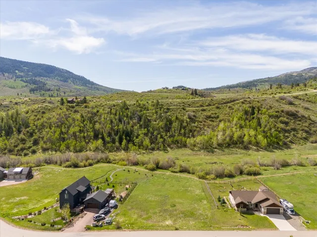 a view of a field with an ocean