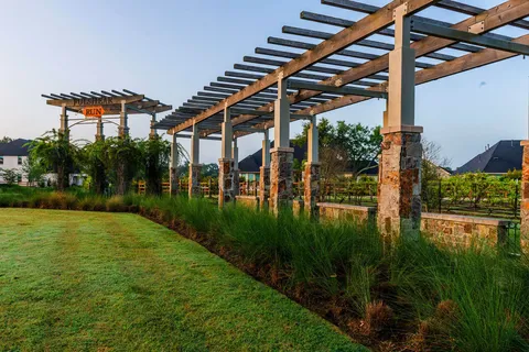 a view of a patio with table and chairs potted plants and palm trees