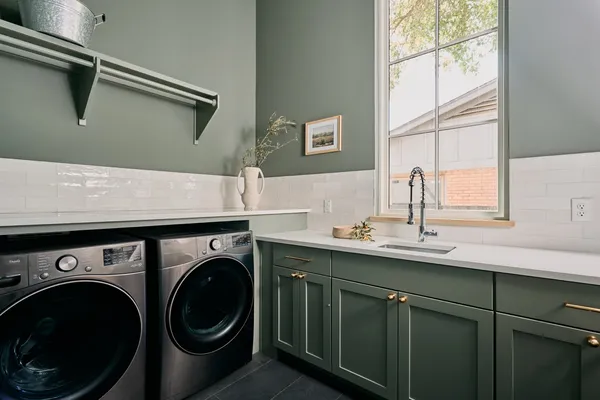 a close view of kitchen cabinets
