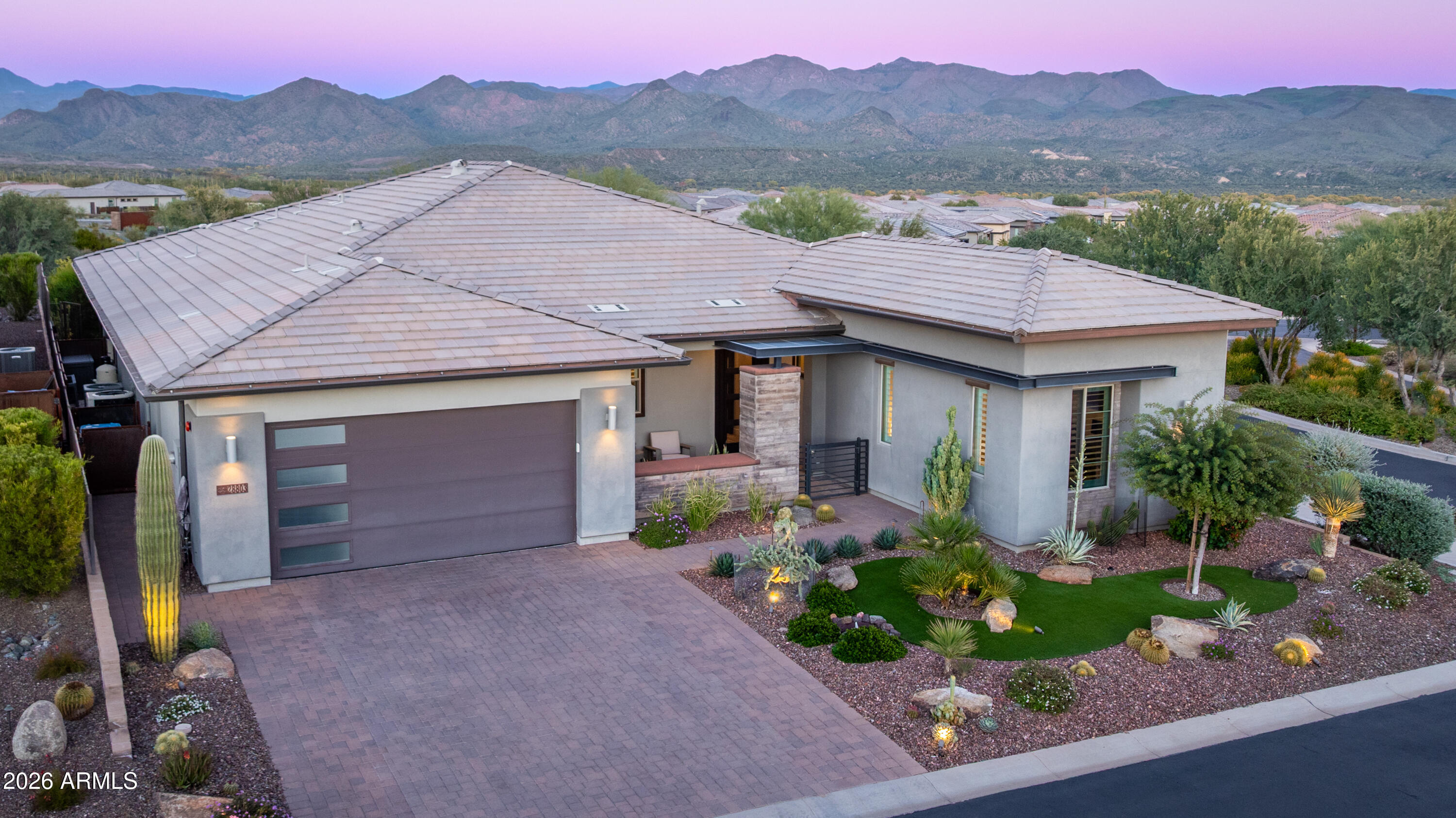 28803 North Sandal Court Rio Verde, AZ 85263 - Photo 67 of 85 a front view of a house with a yard and mountain