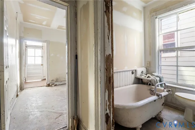 an empty room with windows