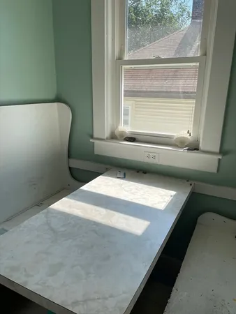 a bathroom with a bathtub