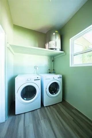 a view of a room with racks on the wall