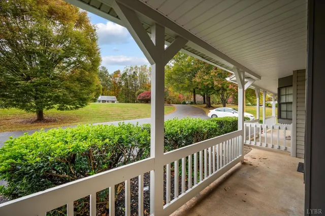 a view of a porch with a yard