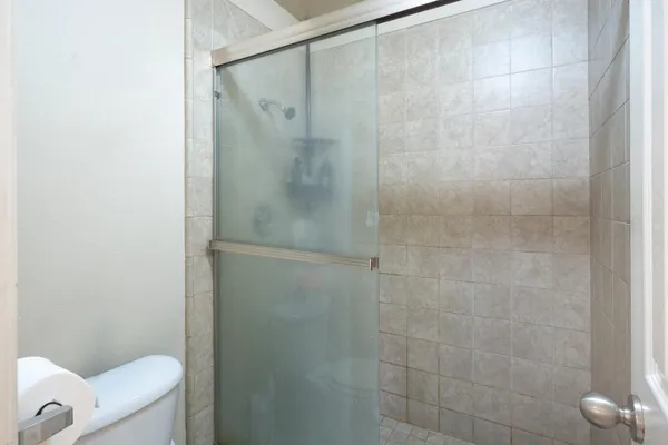 a bathroom with a shower