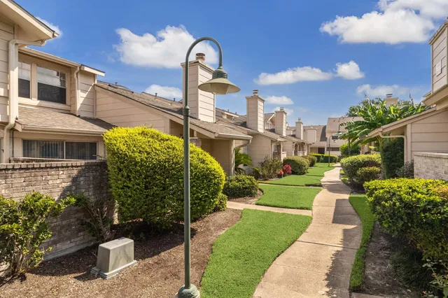an outdoor space with patio